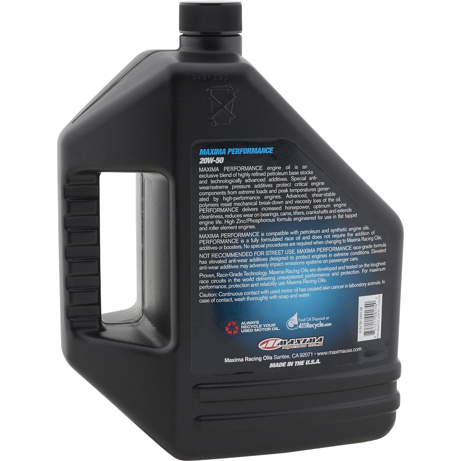 Maxima Racing Oils, 229359128 Performance Oil, 20W50, 4 Gallons