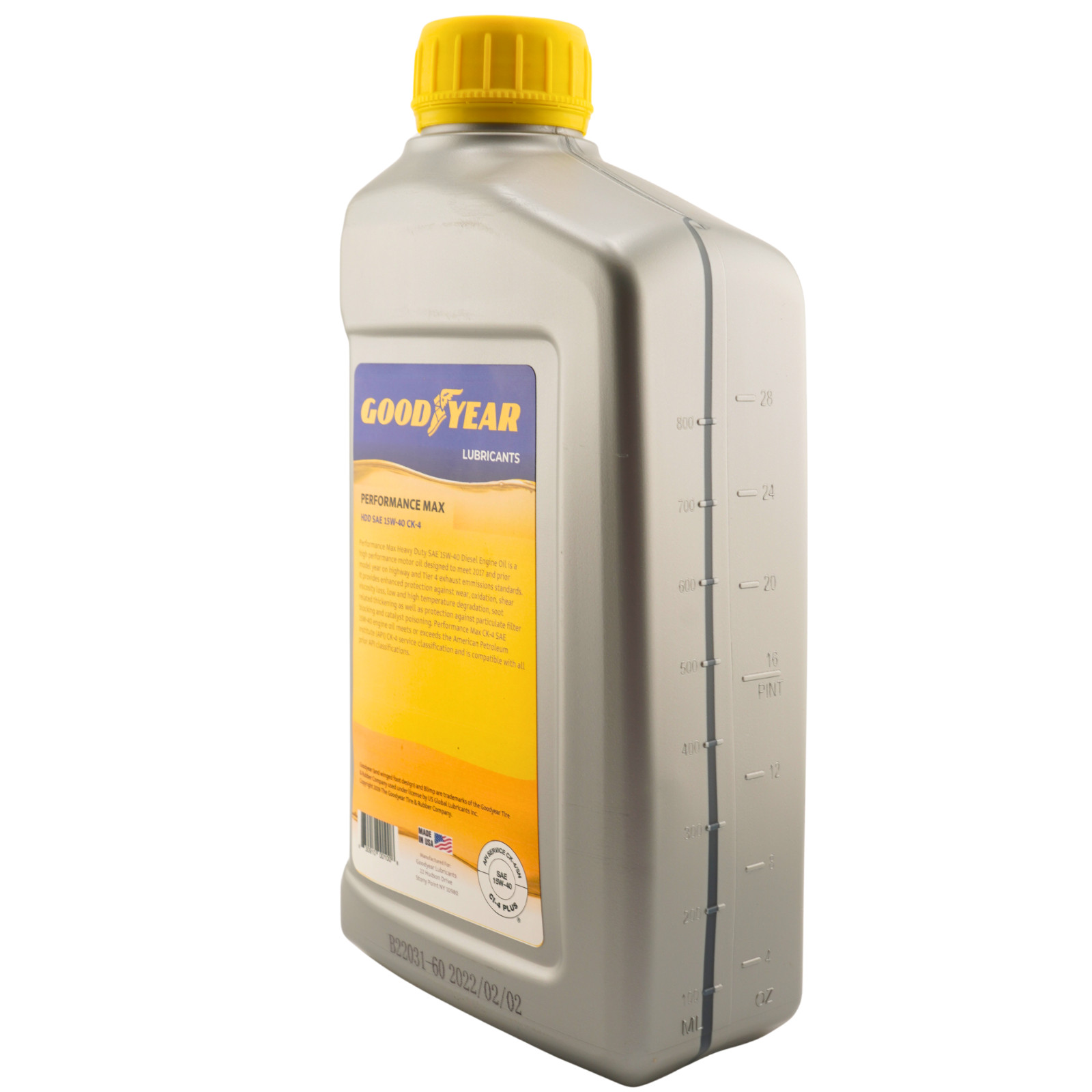 Goodyear 15W-40 CK-4 Heavy Duty Diesel Motor Oil, 1 Quart – Pack of 6
