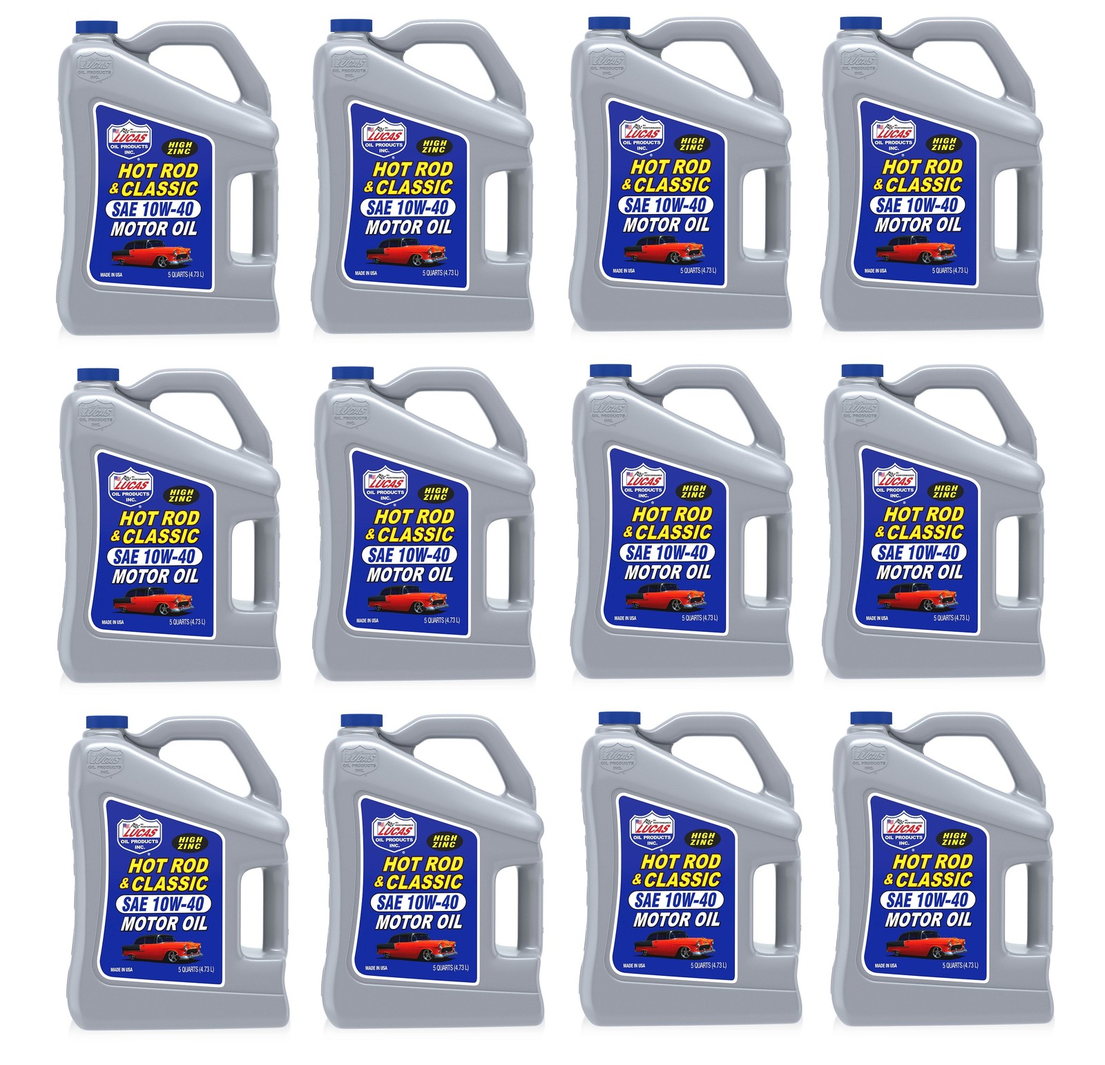 Lucas Oil Hot Rod & Classic Car SAE 10W-40 Motor Oil 5 Quart Jug Set of 12 10683