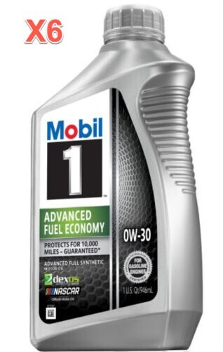 6 Quarts Engine Motor Oil Mobil 1 Advanced Fuel Economy Full Synthetic SAE 0W-30