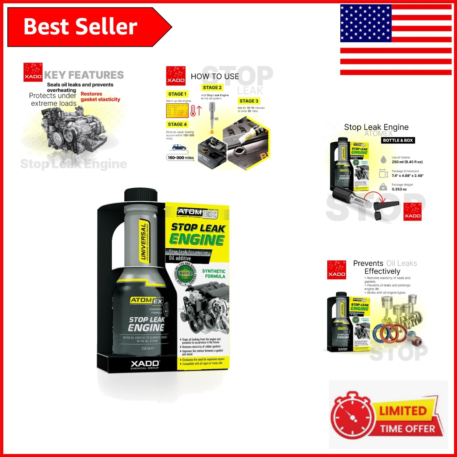 Rejuvenate Gaskets: ATOMEX 250ml Engine Oil Additive for Enhanced Performance