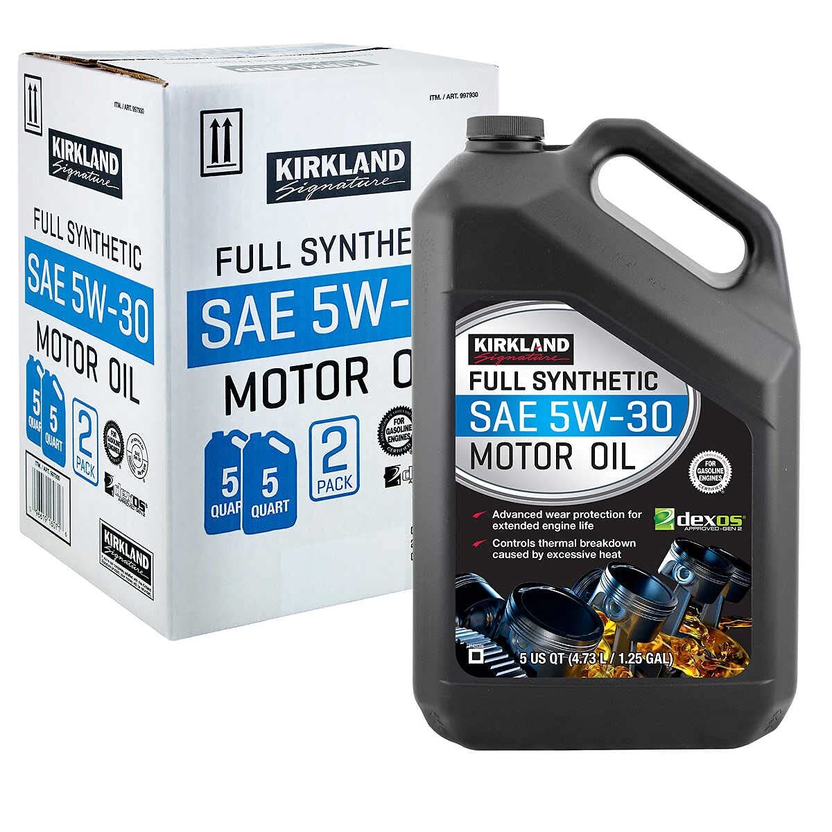 KIRKLAND SIGNATURE Full Synthetic SAE 5W-30 Motor Oil 5 Quart | 2 Pack