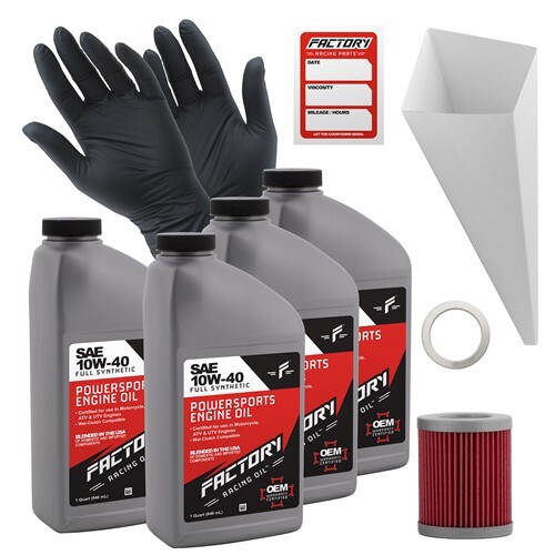 Factory Racing Parts SAE 10W-40 4qt Oil Change Kit Fits Suzuki King Quad 300