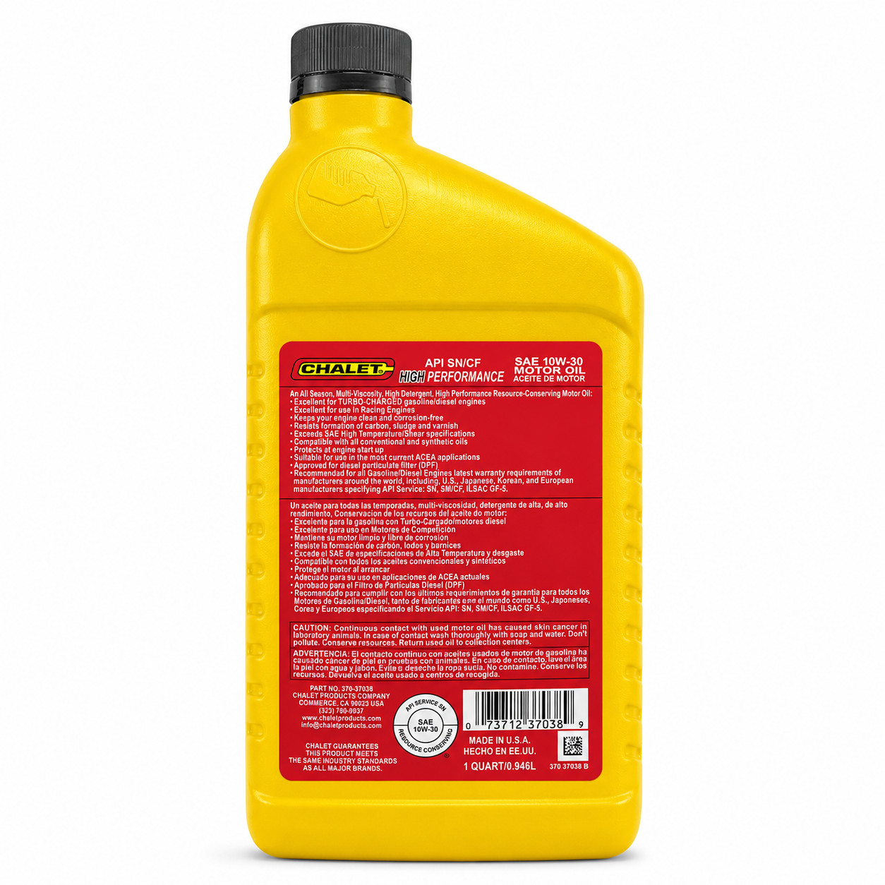 Chalet High Performance Motor Oil SAE 10W-30 1 QT x 2 Bottles API SN