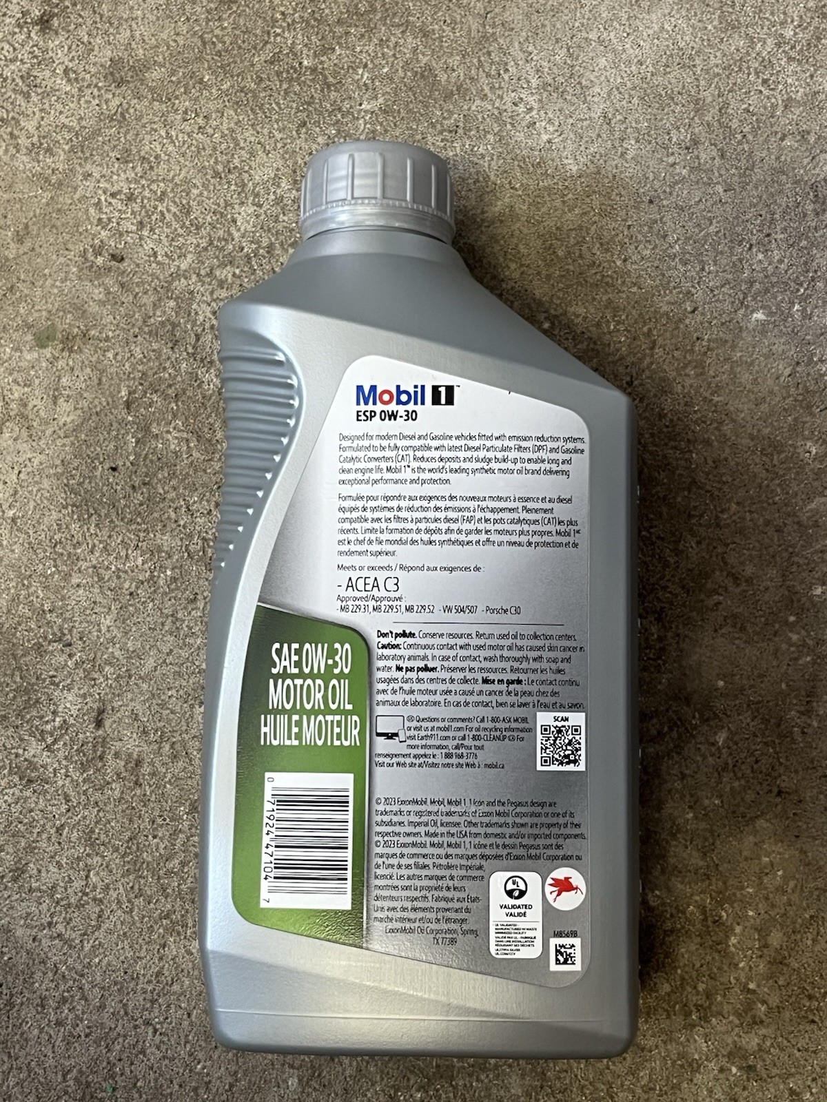 Mobil 1 124547-1 ESP Formula Engine Oil 0W30 1 Quart Bottle Sold Individually