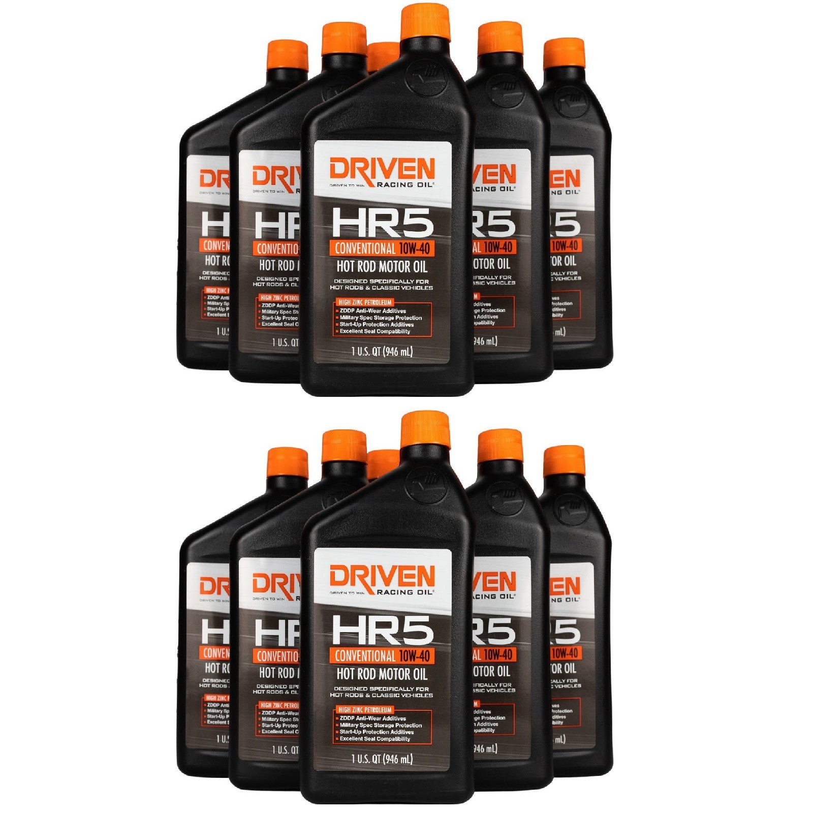 Driven Racing Oil HR5 10W-40 Conventional Hot Rod Motor Oil 1 Quart Pack of 12