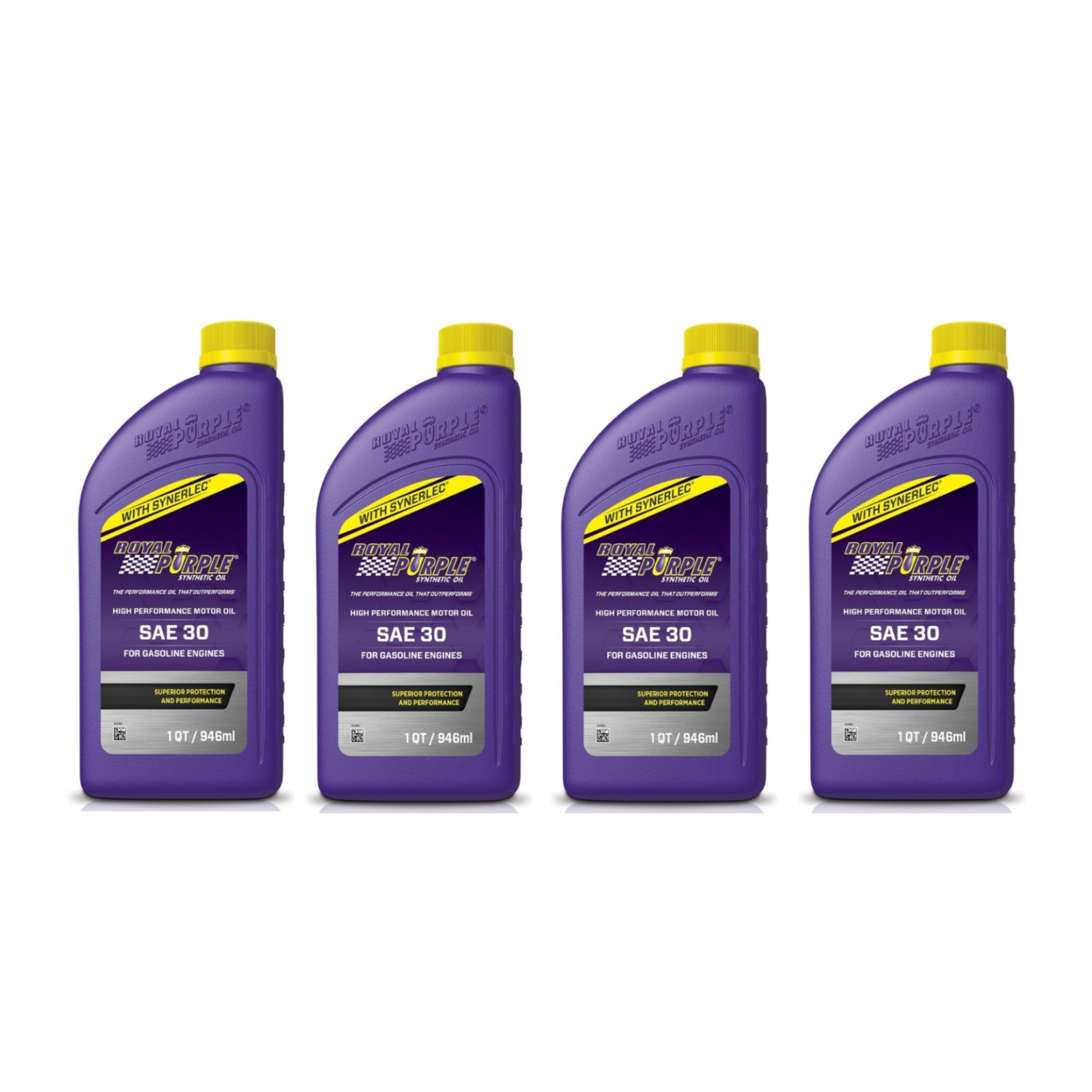 Royal Purple SAE 30 High Performance Synthetic Motor Oil 1 Qt. Bottles Set of 4