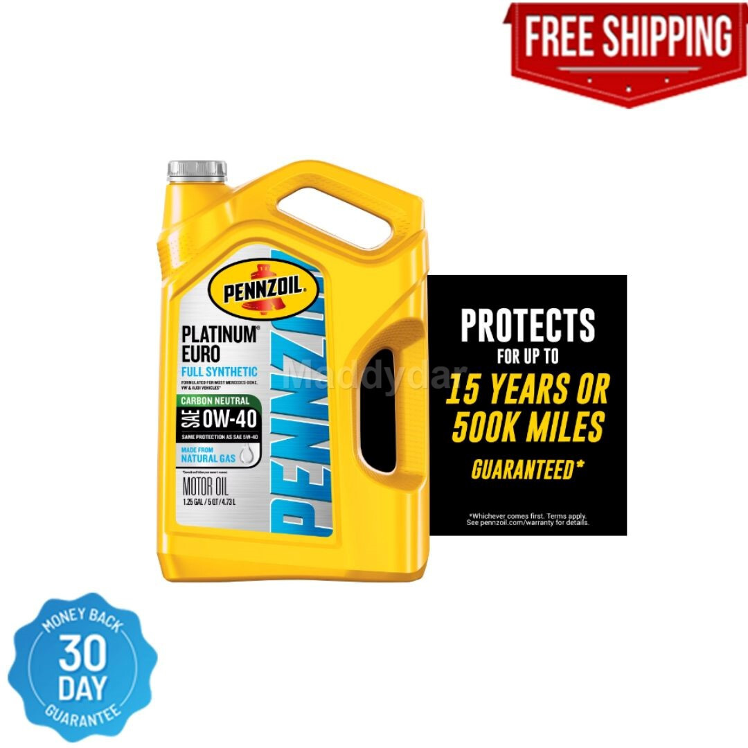 Pennzoil Platinum Euro Full Synthetic 0W-40 Motor Oil, 5 Quart