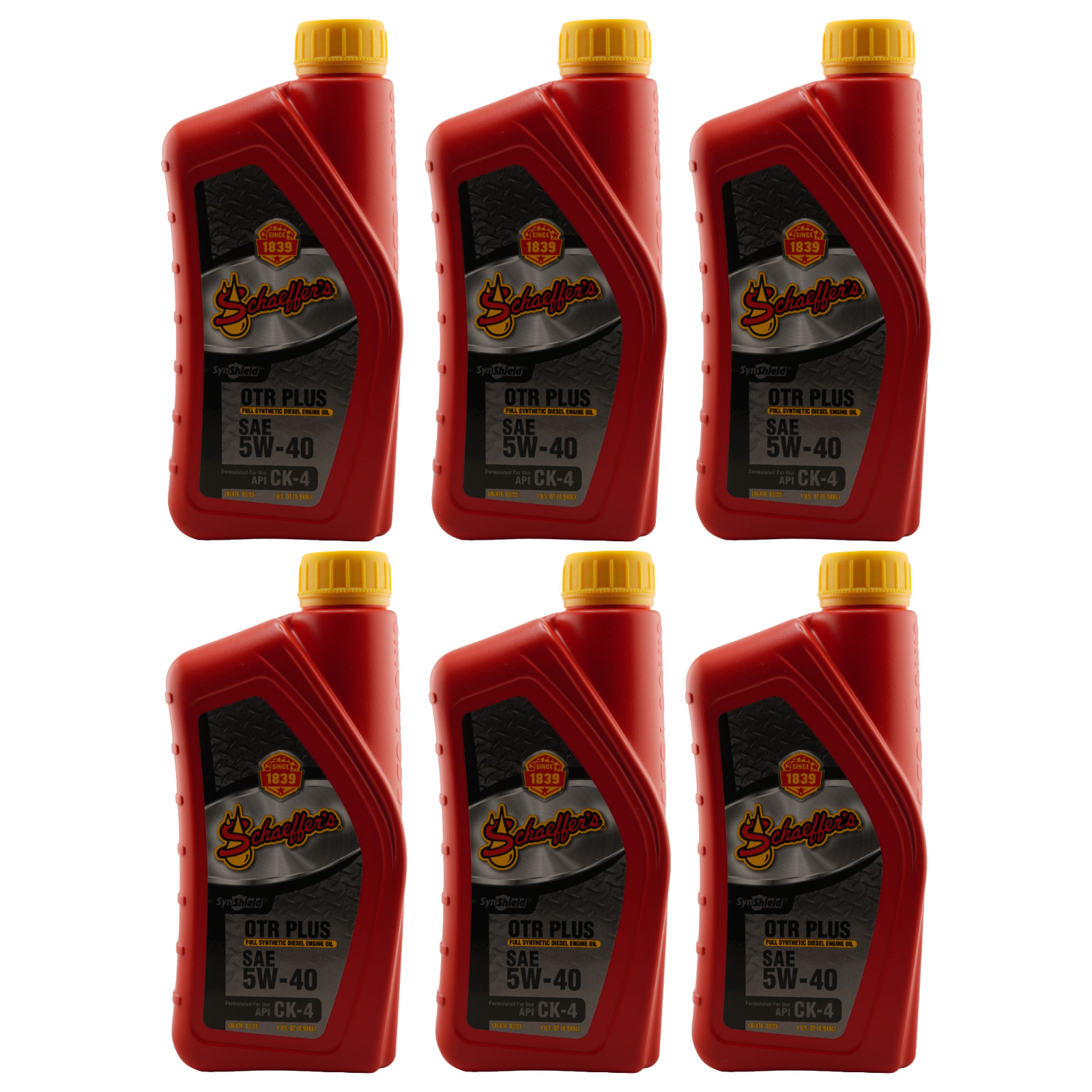 Schaeffer’s 9000 SynShield OTR Plus 5W-40 Diesel Engine Oil 1 Quart, Pack of 6