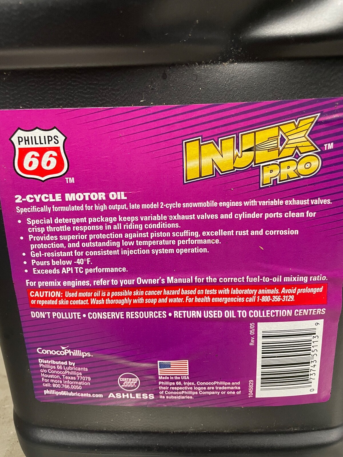 New Phillips 66 Injex Pro 2 Cycle Motor Oil 1 Gallon