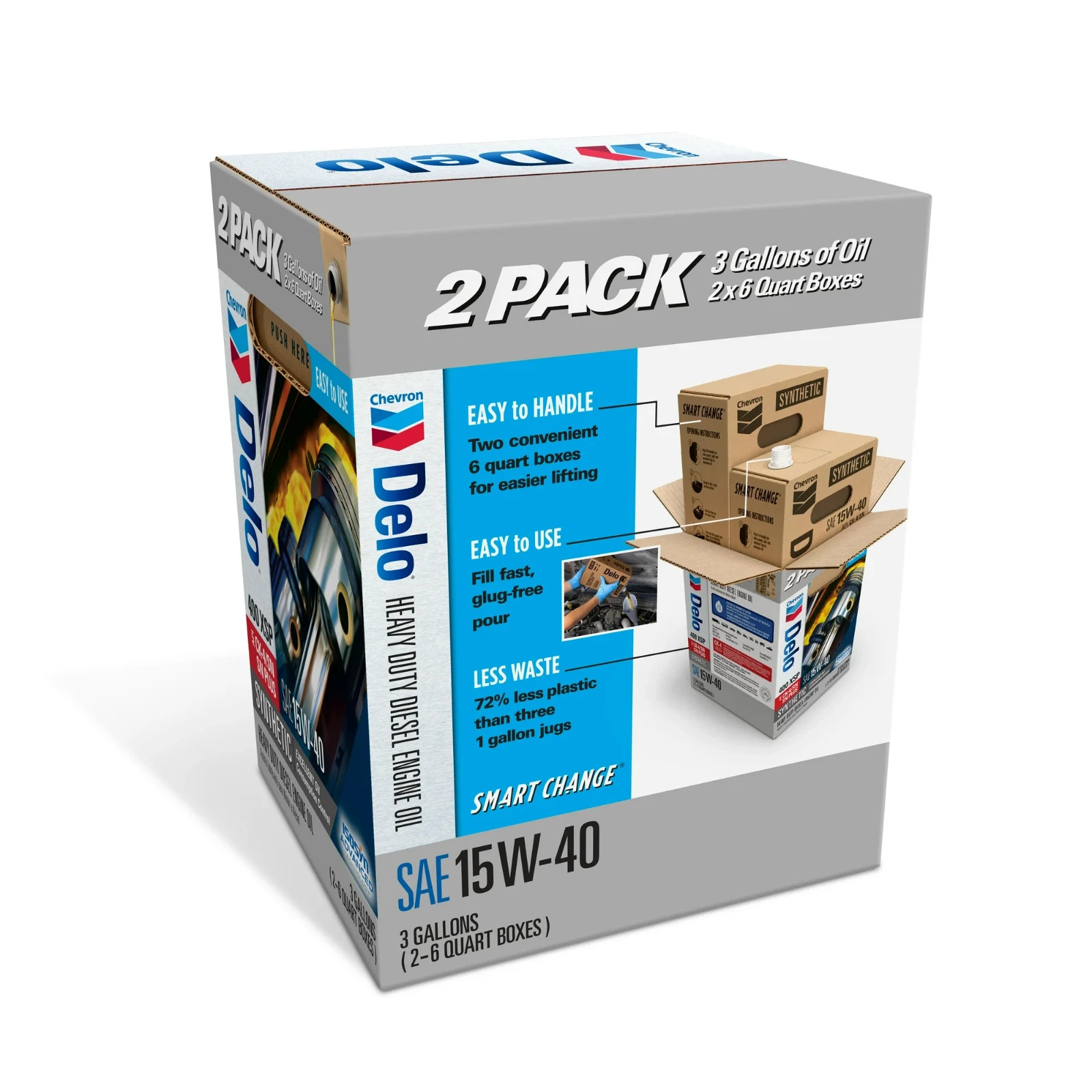 DELO XSP Full Synthetic Diesel Motor Oil SAE 15W-40 3 Gallon Smart Change Case