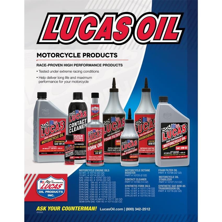 Lucas Oil 10700 20W50 Conventional Motorcycle Oil, Quart, Case/6
