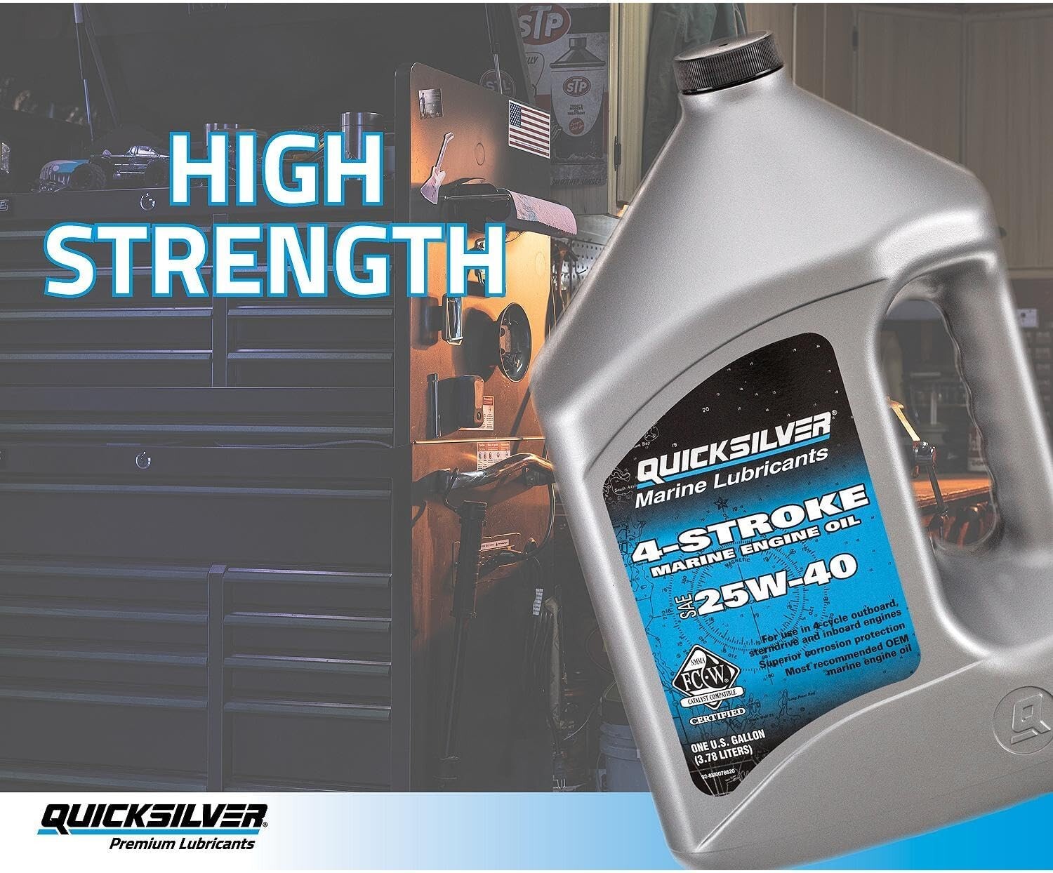 Mercury Marine 25W-40 4-Stroke Marine Engine Oil, 1 Gallon, Corrosion Resistance