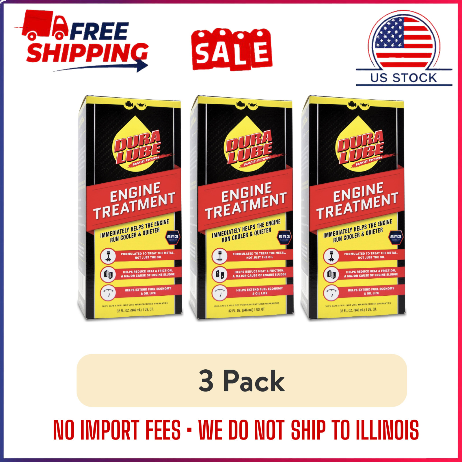 NEW (3 Pack) Dura Lube Engine Treatment Oil Additive 32 oz Gas & Diesel Engines