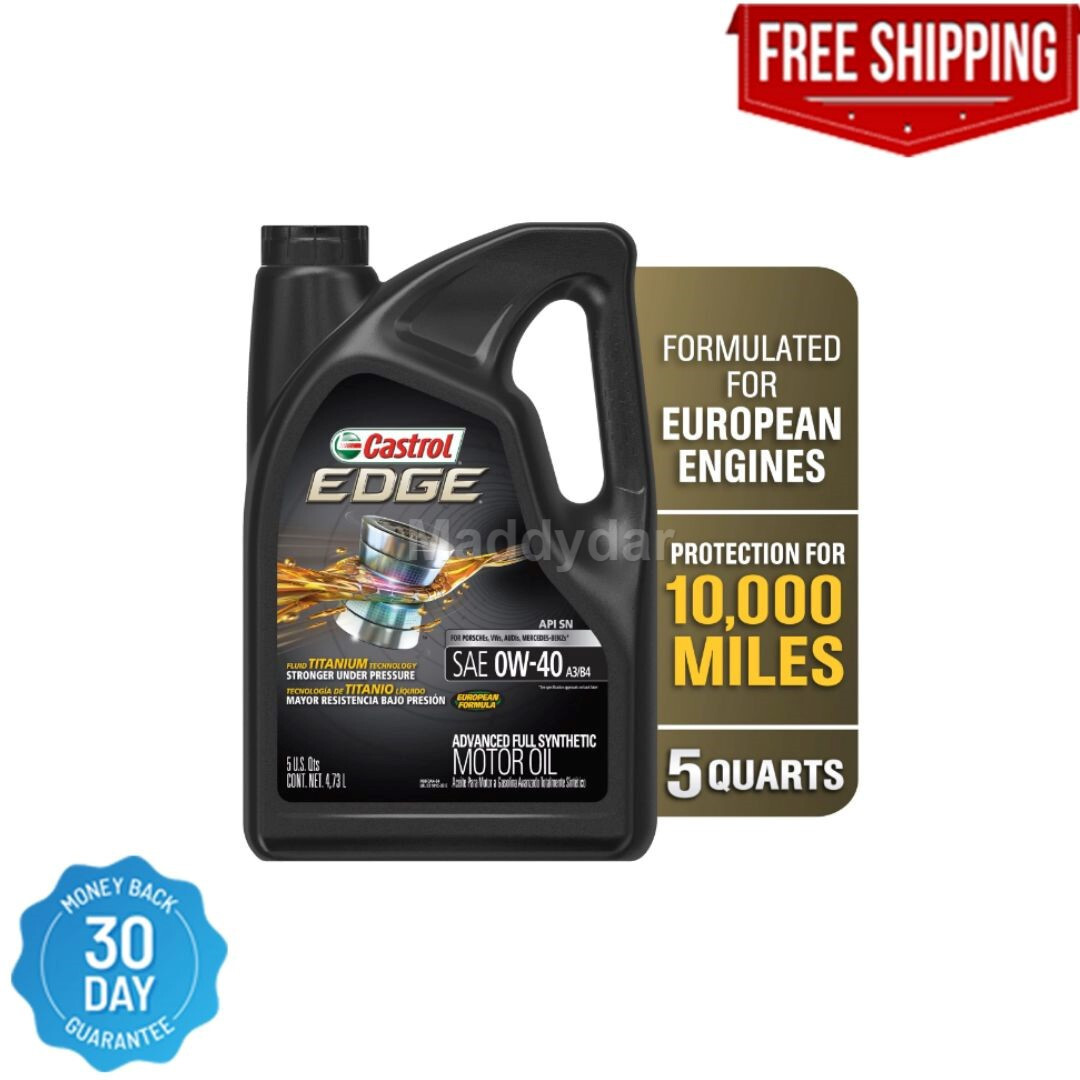 Castrol Edge 0W-40 A3/B4 Advanced Full Synthetic Motor Oil, 5 Quarts, single….