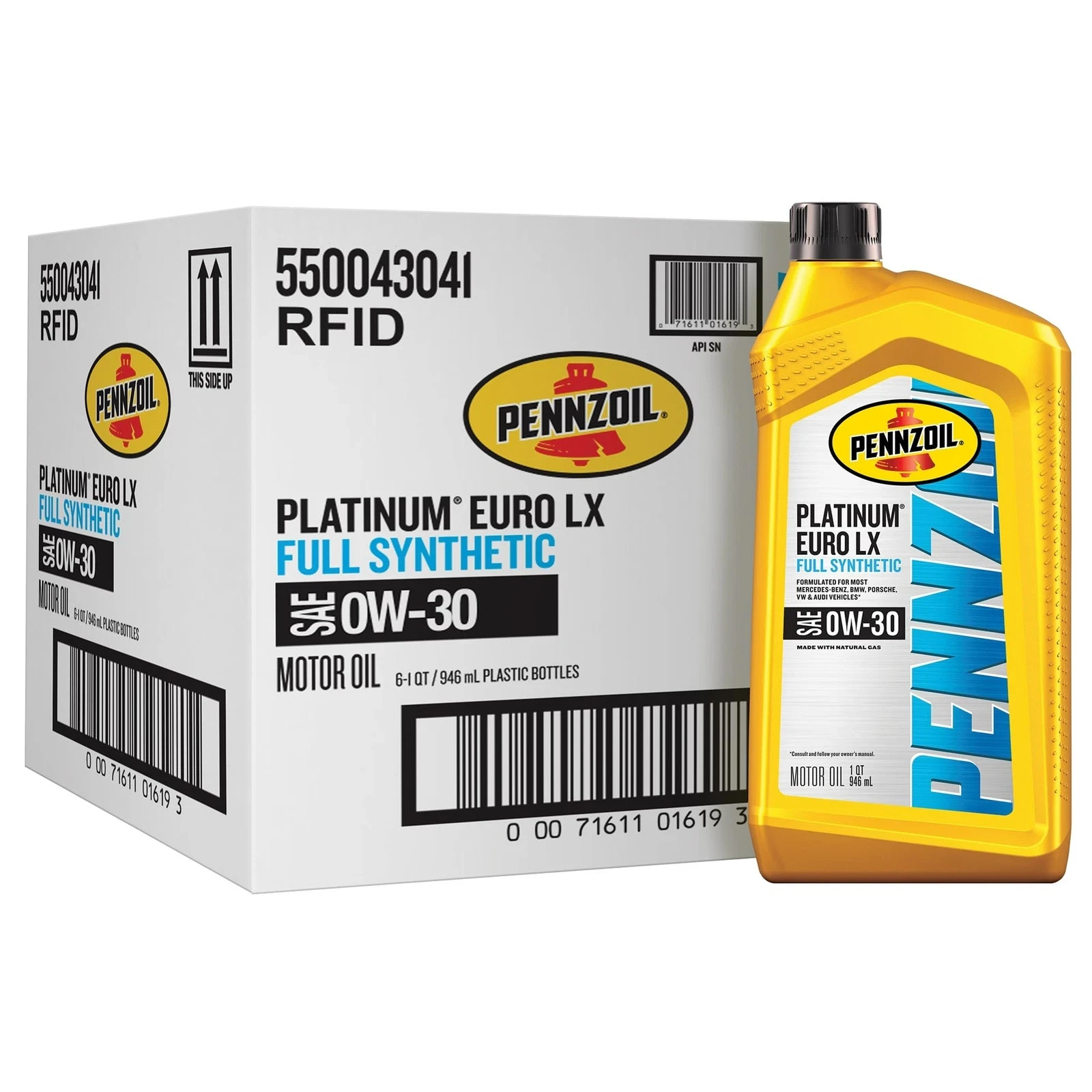 Pennzoil Platinum Euro LX Full Synthetic 0W-30 Motor Oil, 1 1 Quart, Yellow