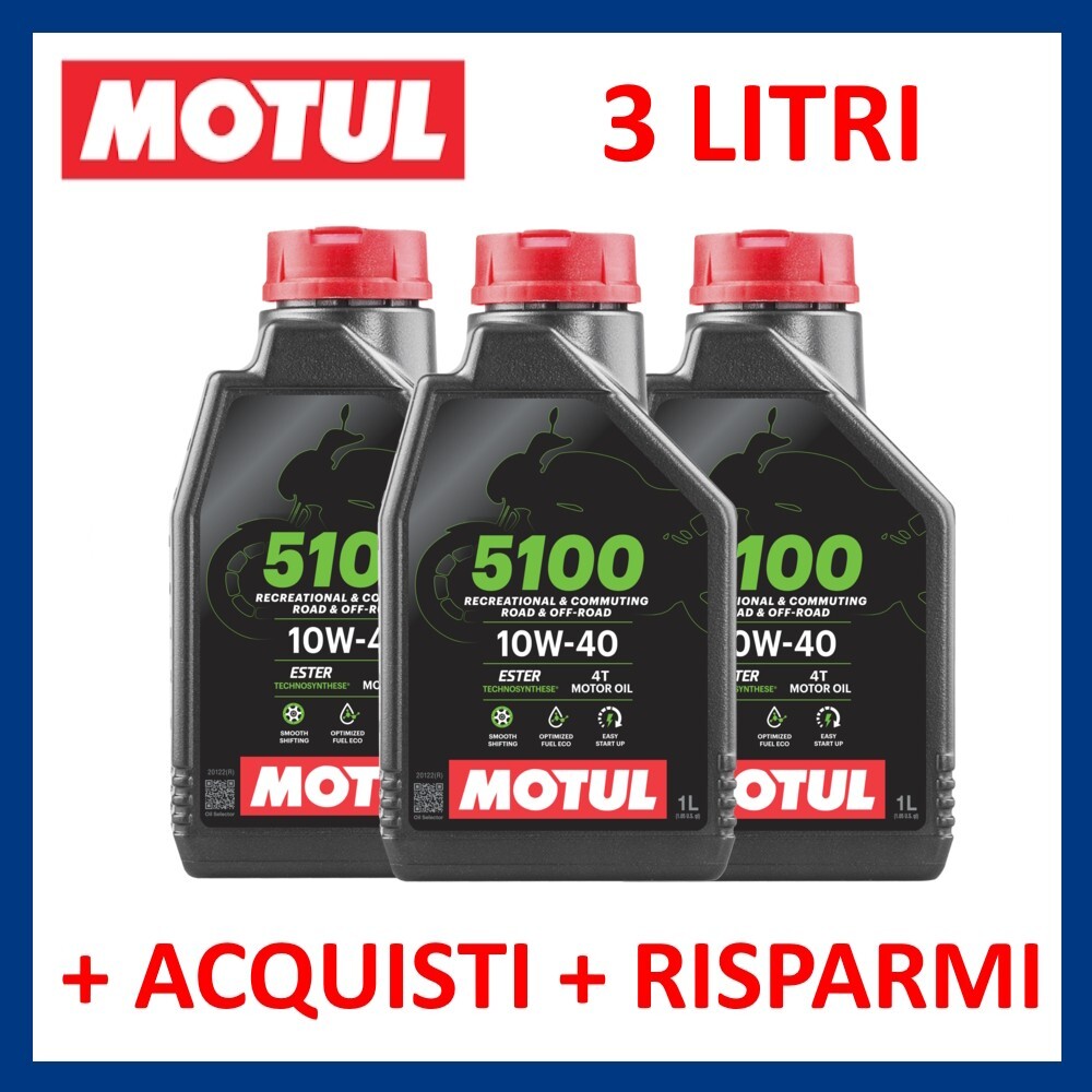 Motul 5100 SAE 10w40 Semi-Synthetic 3 Liter Motorcycle Scooter Quad 4 Stroke Engine Oil
