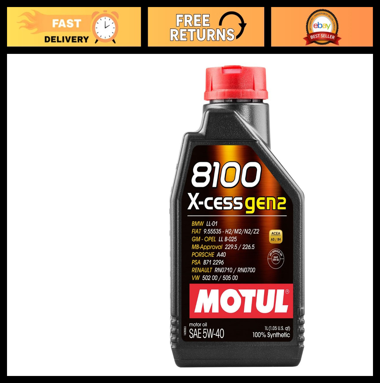 5W-40 Synthetic Motor Oil – 1L Bottle, High Performance Engine Lubricant, API SN