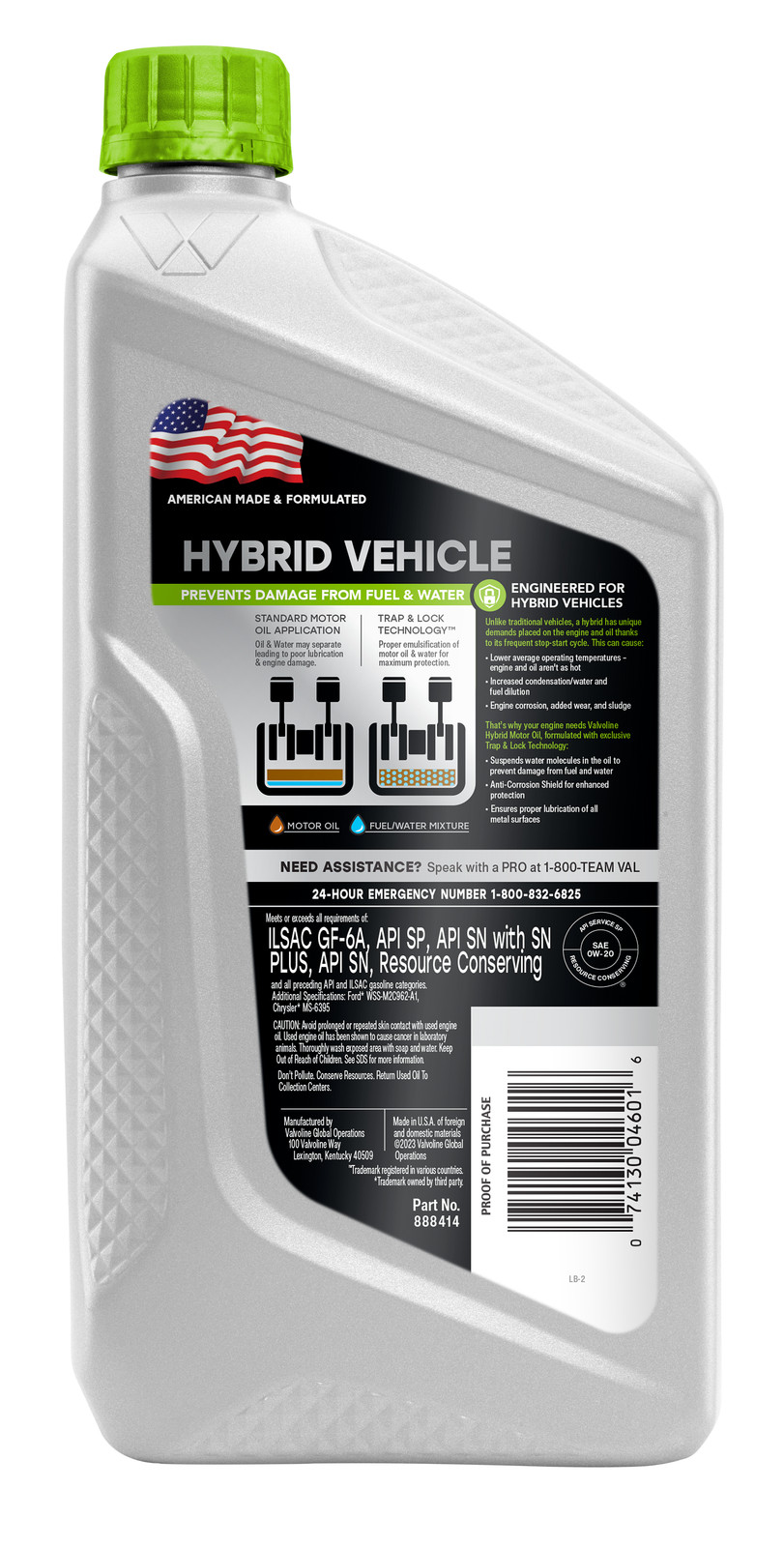 Valvoline Hybrid Vehicle Full Synthetic Motor Oil SAE 0W-20