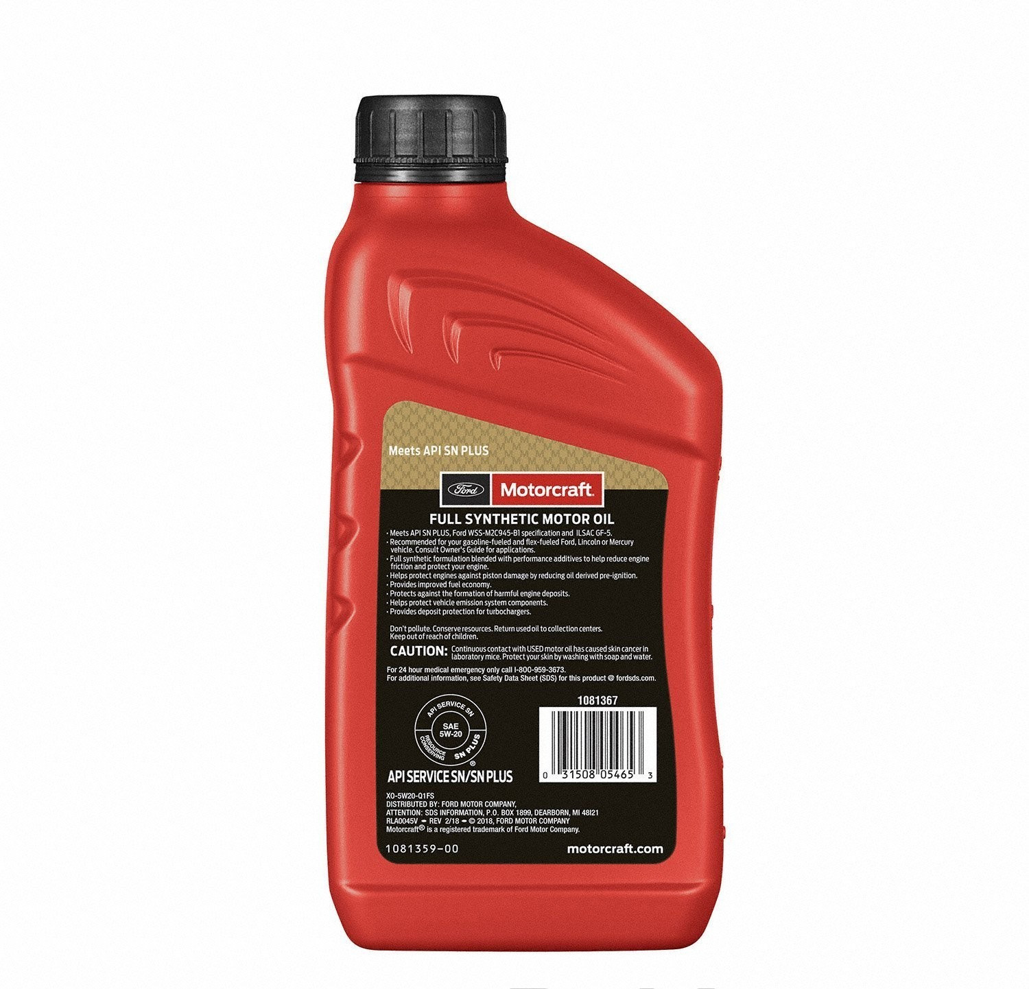 SALE- 10 PACK- MOTORCRAFT XO5W20Q1FS Full Synthetic; SAE 5W-20; 1 Quart
