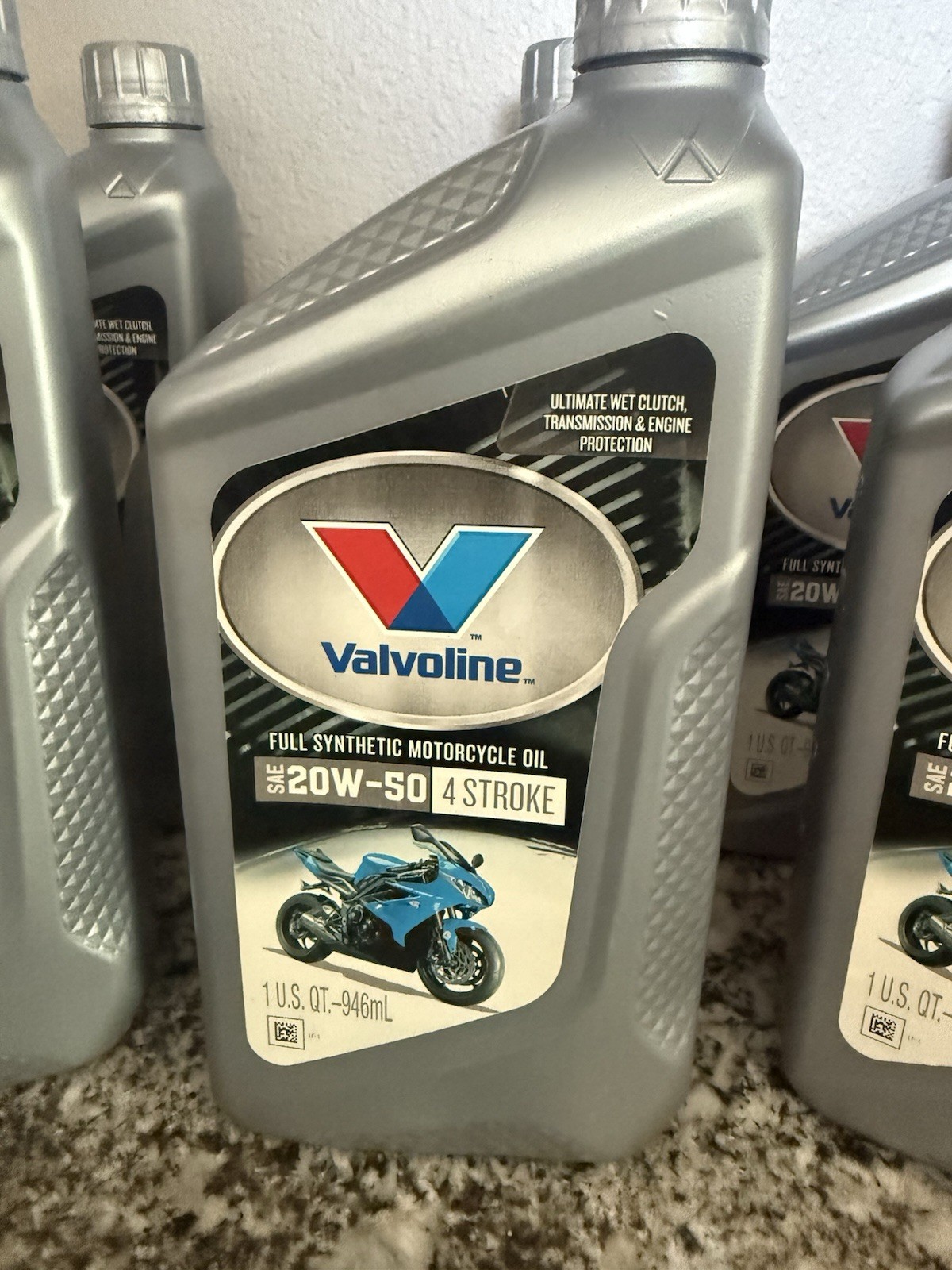 Lot 6 Valvoline Motorcycle 4-Stroke SAE 20W-50 Full Synthetic Motor Oil 1 Quart