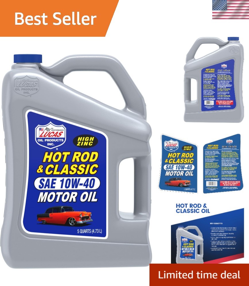 Hot Rod & Classic Car SAE 10W-40 Motor Oil – 5 Quart – Black