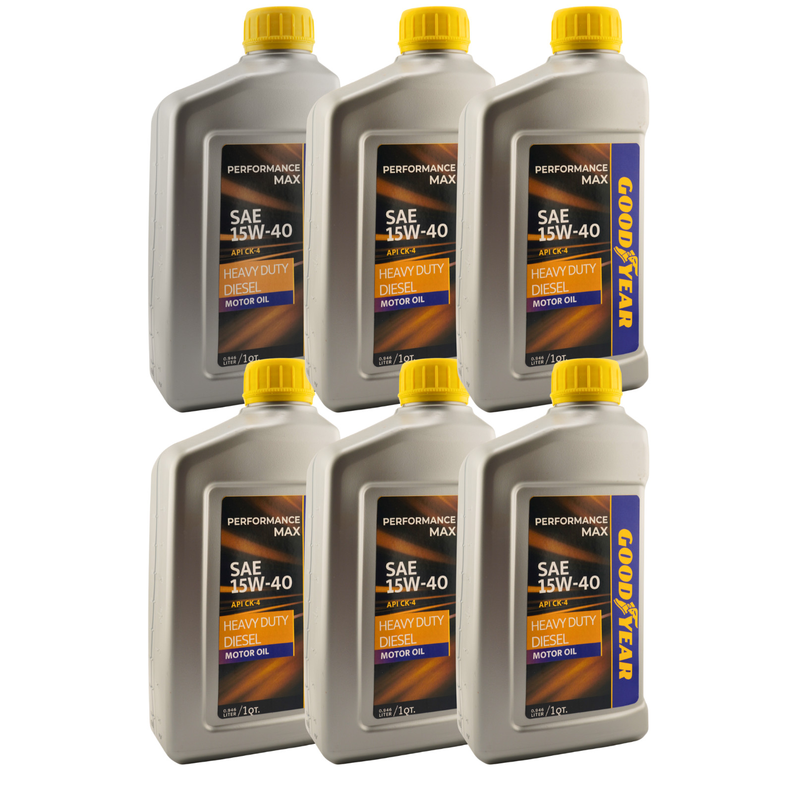 Goodyear 15W-40 CK-4 Heavy Duty Diesel Motor Oil, 1 Quart – Pack of 6