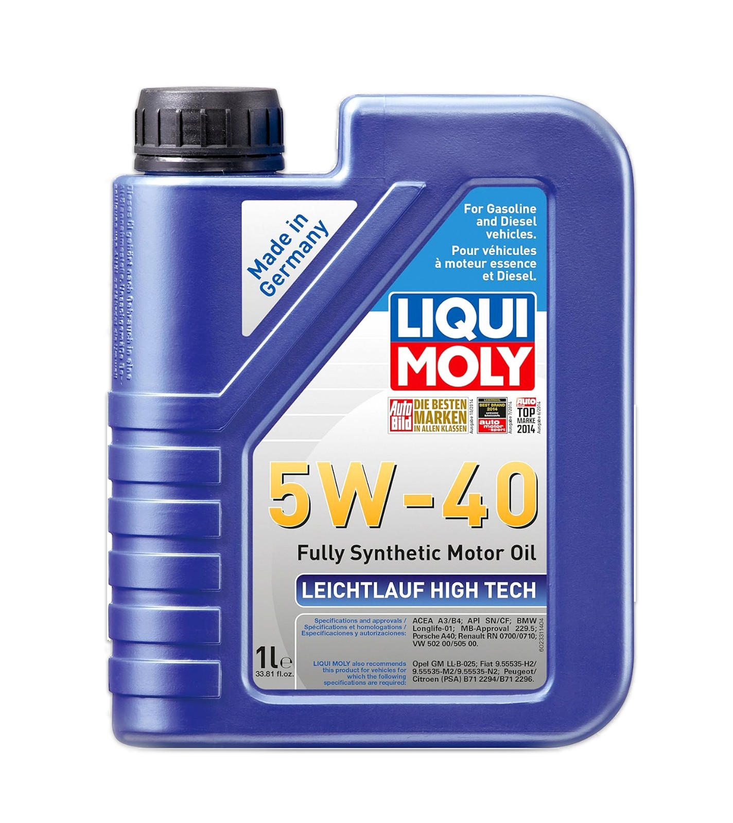 LIQUI MOLY High Tec Leichtlauf 5W40 Full Synthetic Motor Oil 1L bottle