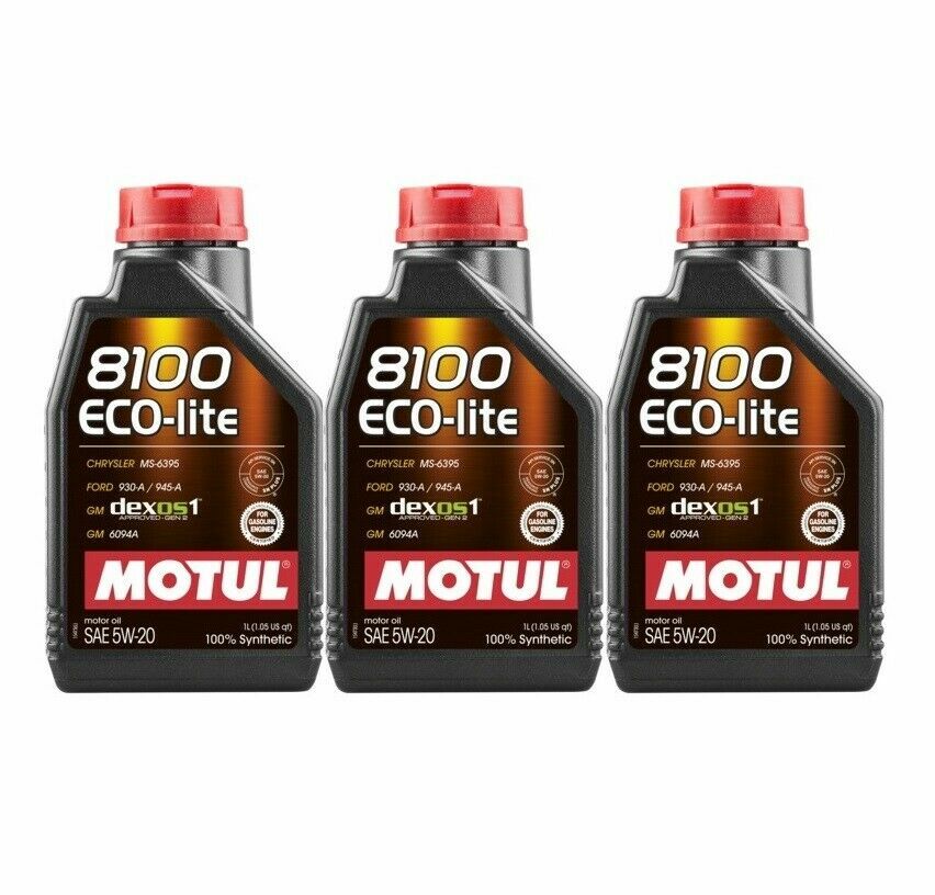 MOTUL 8100 ECO-LITE 5W20 – 3L – Fully Synthetic Engine Motor Oil (3 x 1L)