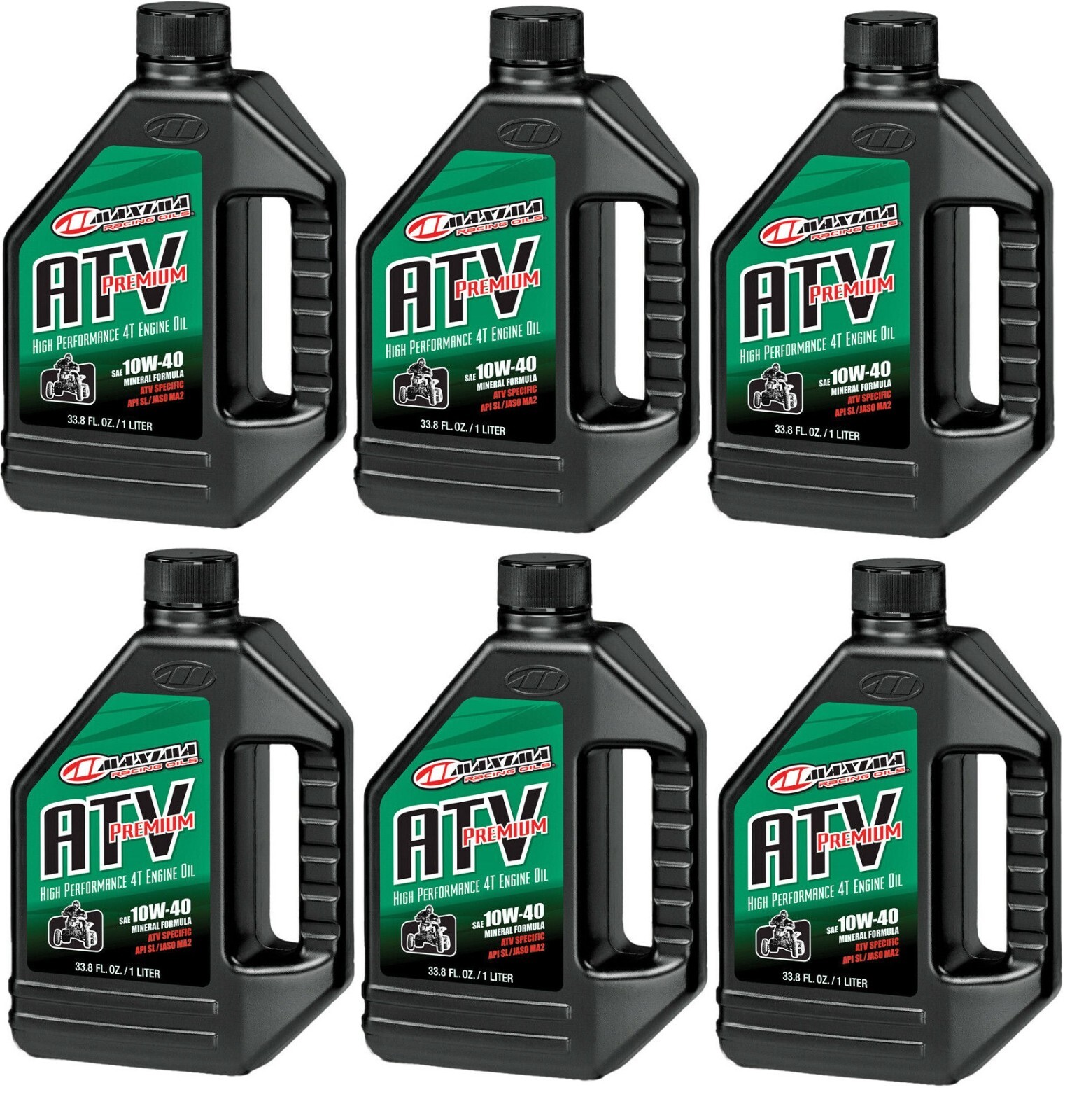6 Pack MAXIMA 10W-40 ATV/UTV Premium Mineral Conventional 4-Stroke Engine Oil 1L