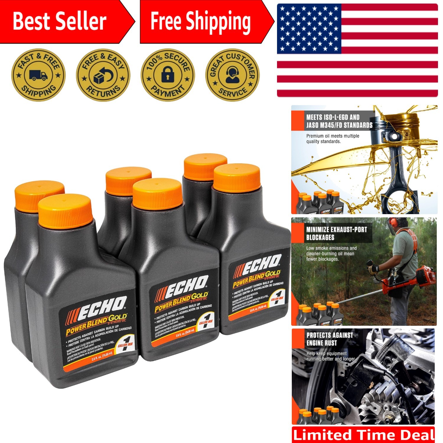 Power Blend Gold 2-Stroke Oil for Outdoor Tools – 50:1 Mix for Clean Performance