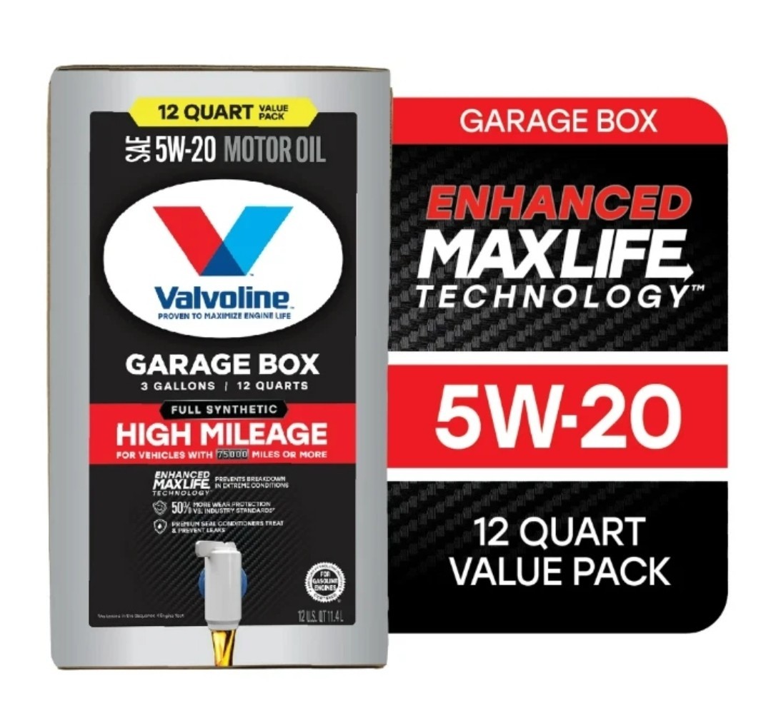 Valvoline Full Synthetic High Mileage 5W-20 Motor Oil w/Max Life Tech, 12 QT 🆕