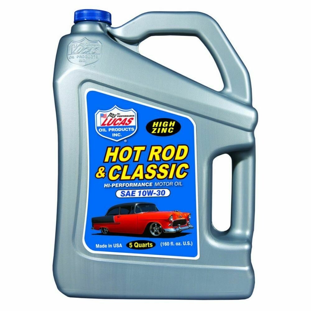 Lucas 10679 Hot Rod & Classic Car HP High-Zinc Motor Oil SAE 10W-30 – 5 Quarts