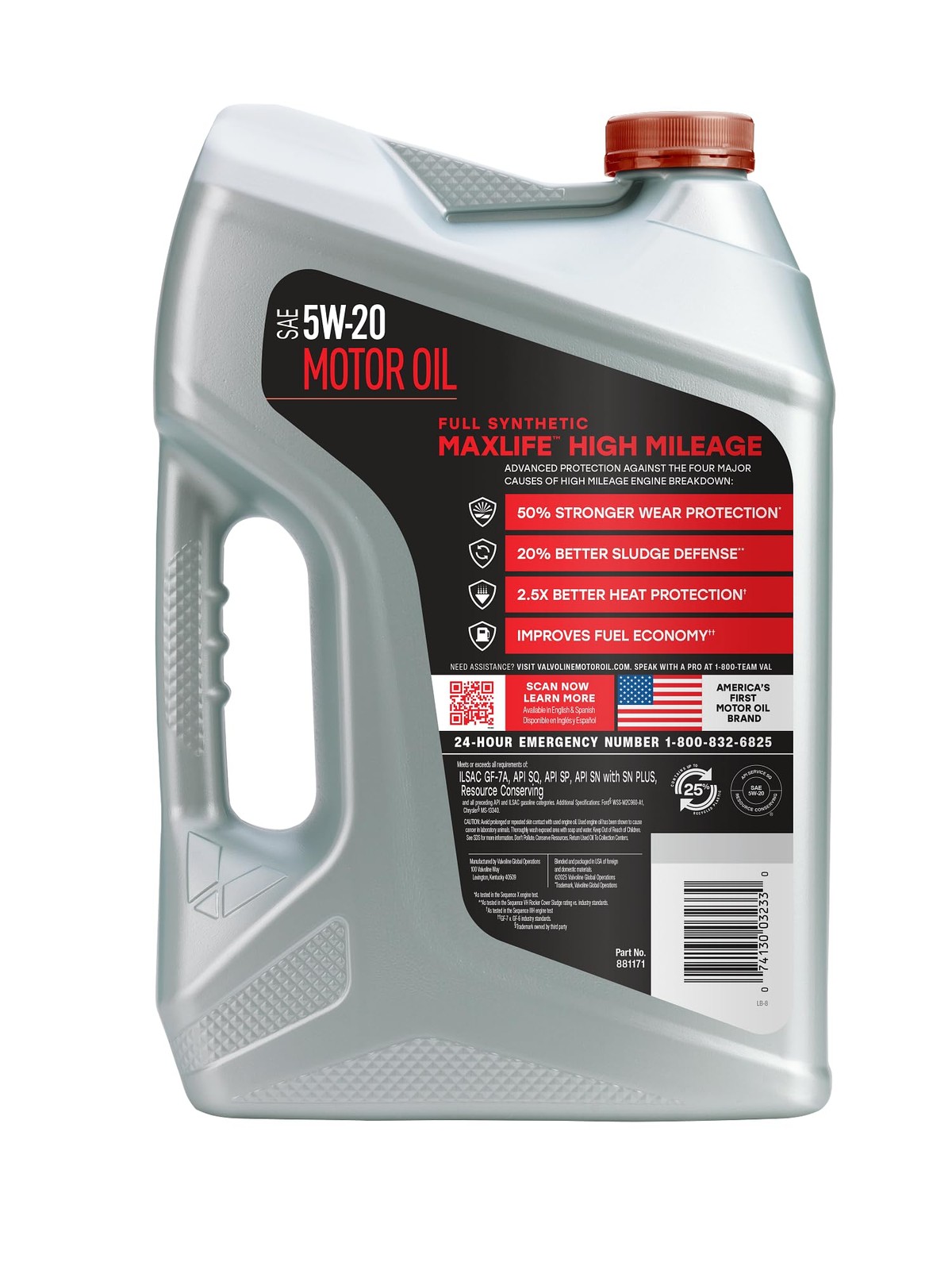Valvoline MaxLife High Mileage Full Synthetic 5W-20 5 qt (Pack of 1), Gold