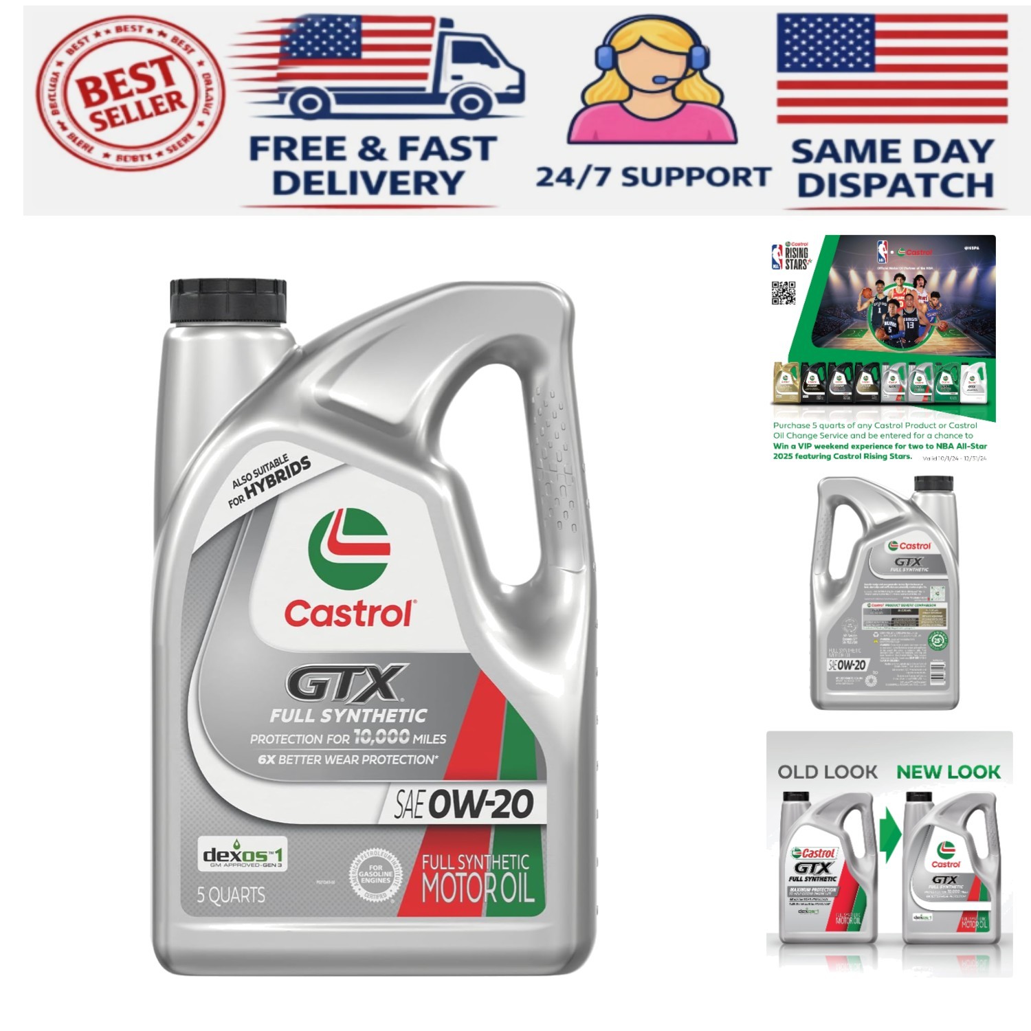 GTX Full Synthetic 0W-20 Motor Oil – 5 Quart Jug for Ultimate Engine Protection