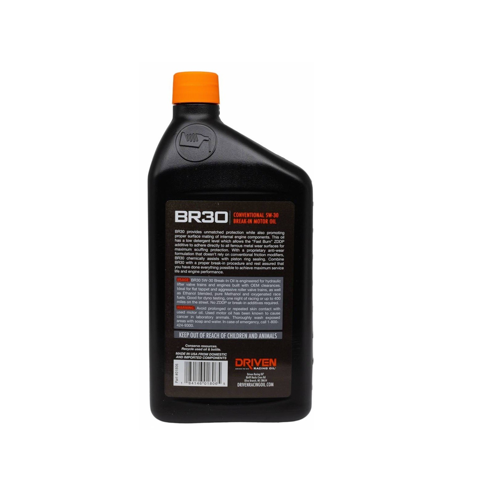 Driven Racing Oil BR30 5W-30 Conventional Break-In Motor Oil 1QT Single 01806