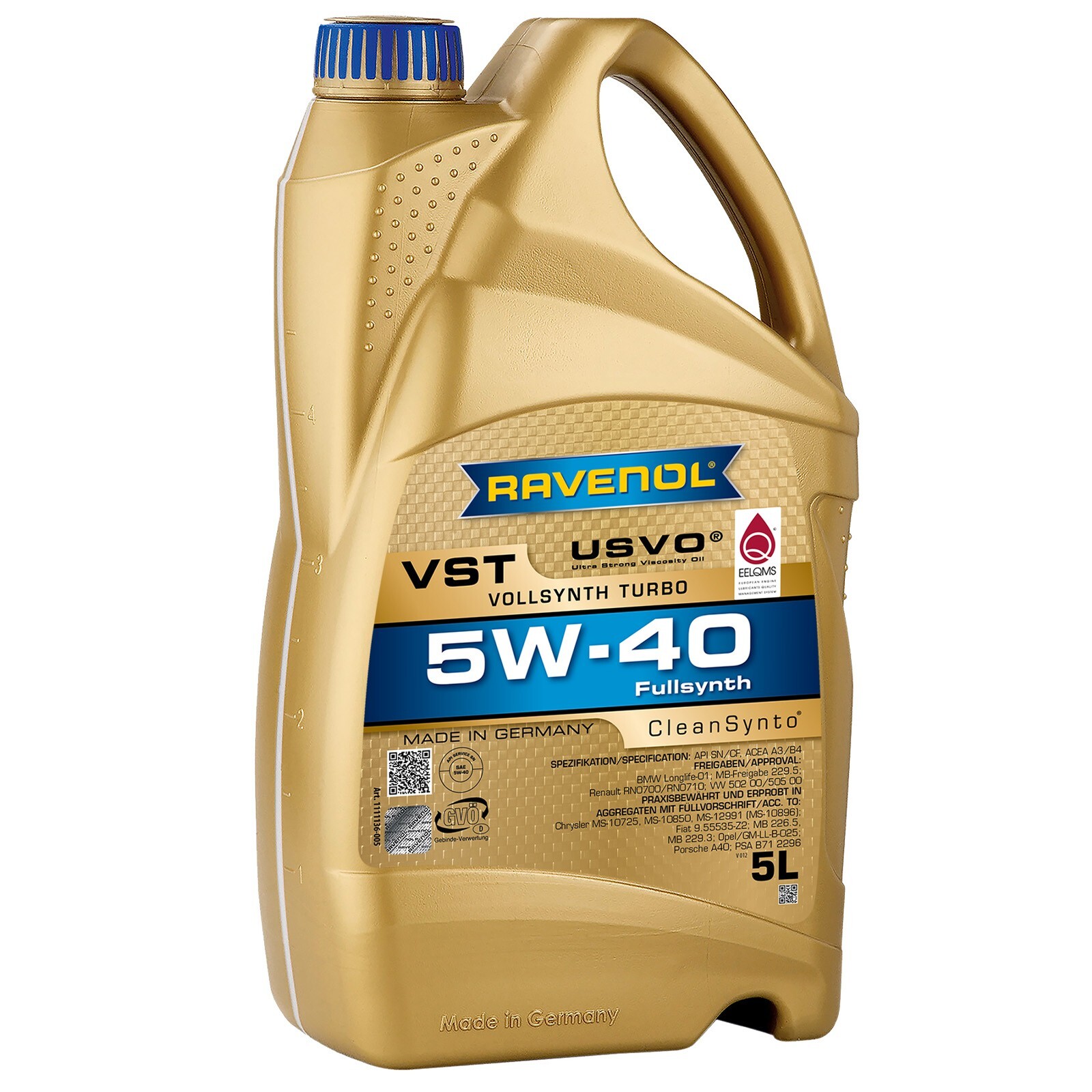 RAVENOL VST 5W-40 Motor Oil 5L | MB 229.5, Porsche A40, BMW LL-01, MS-10850