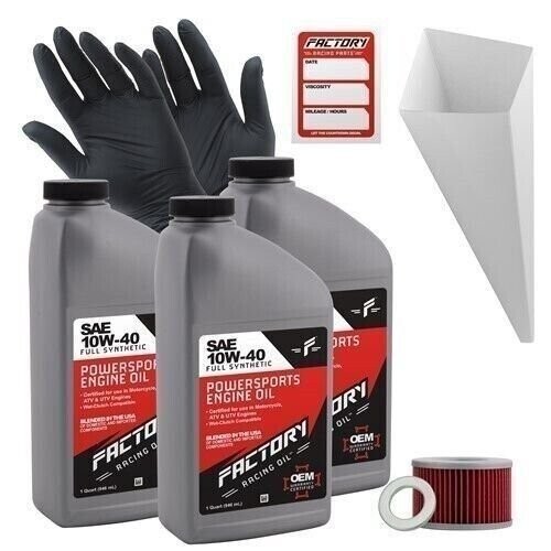 Factory Racing Parts 10W40 3Qt Oil Change Kit For Honda CMX450C Rebel 1986-1987