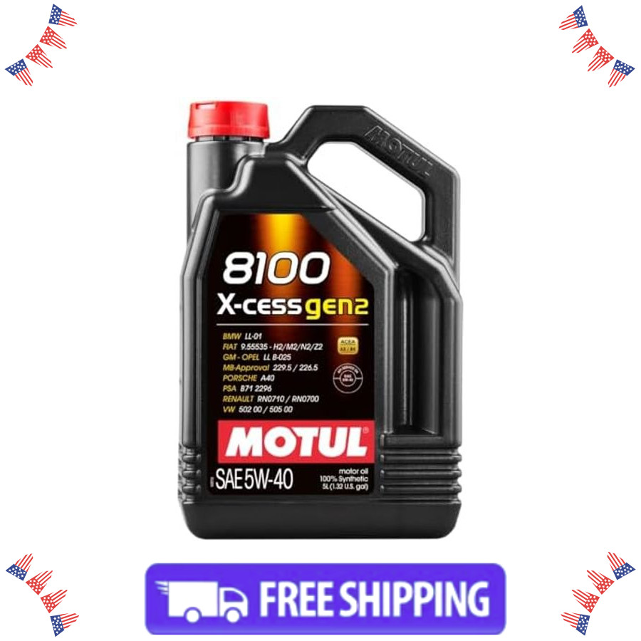 MOTUL 8100 X-Cess Gen 2 SAE 5W40 Full Synthetic Motor Engine Oil 5 Liter Bottle