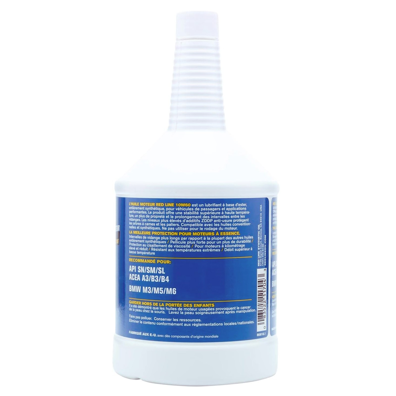 Red Line Oil 11704 Set of 6 Full Synthetic 10W60 Motor Oil Bottles, 1 Quart