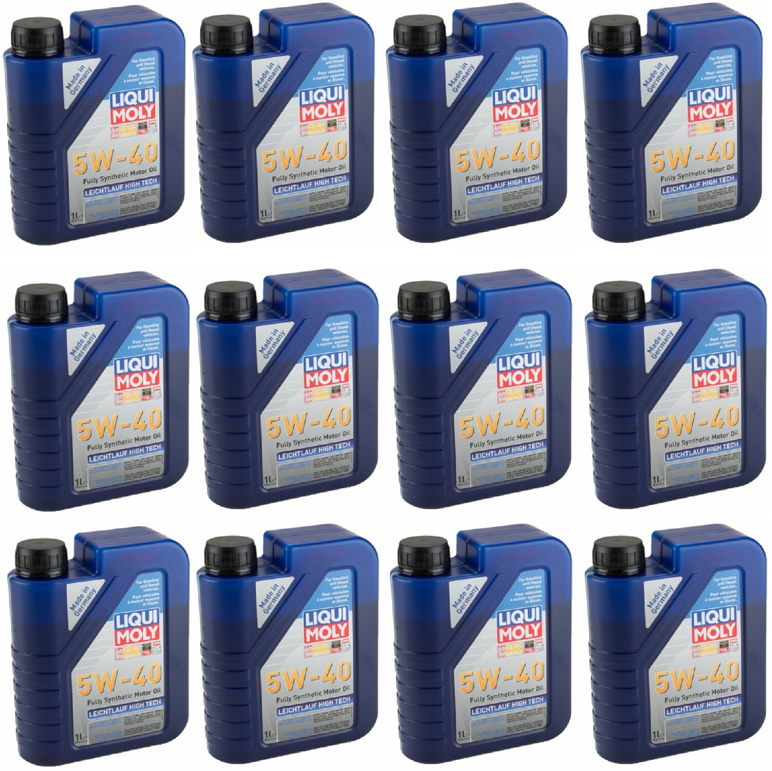 For Set of 12 Engine Oil Liqui Moly Leichtlauf High Tech 5W-40 Synthetic 2331
