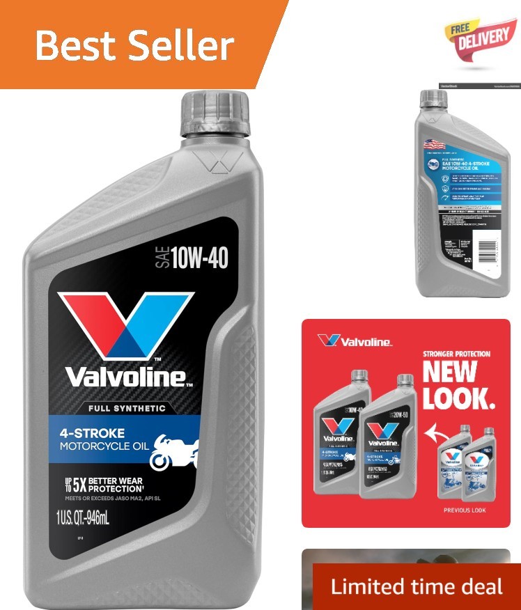 1 Quart of 10W-40 Full Synthetic Motorcycle Oil – Superior Friction Protection