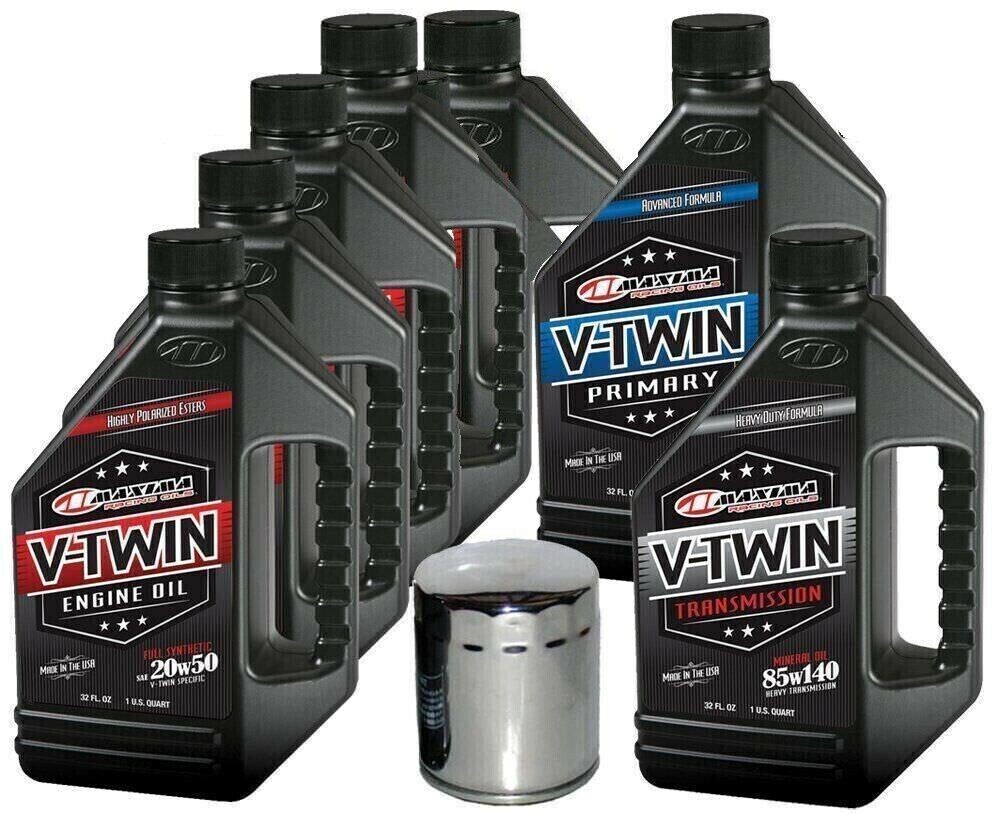 Maxima Synthetic 20W50 3 Hole Oil Change Kit Chrome Harley Twin Cam 1999-2017