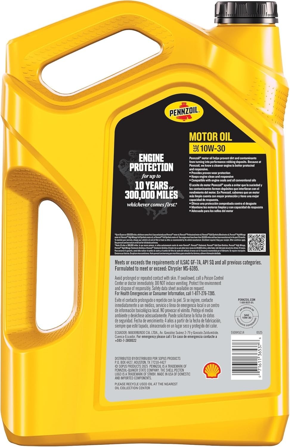 Pennzoil 10W-30 Motor Oil, 5 Quart – Proven Engine Protection & Cleanliness