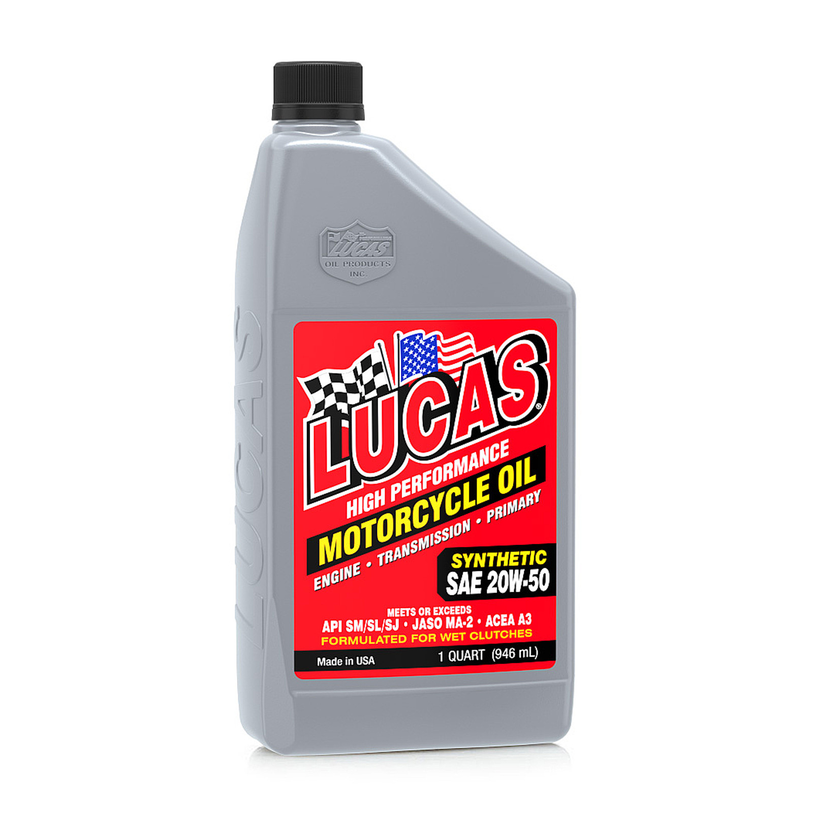 Lucas Oil 10702 Synthetic 20W-50 Motorcycle Engine Oil for Wet Clutches 12 Packs