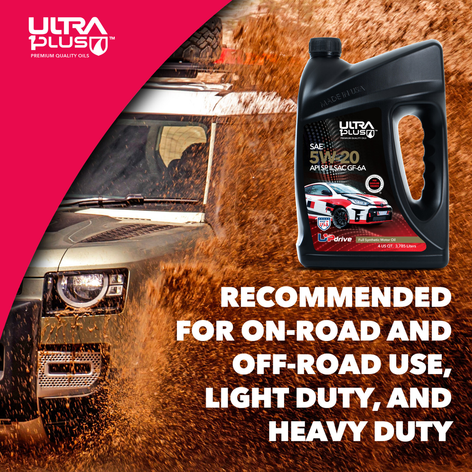Ultra1Plus SAE 5W-20 Full Synthetic Motor Oil API SP ILSAC GF-6A (2 Gal – 8 QTS)