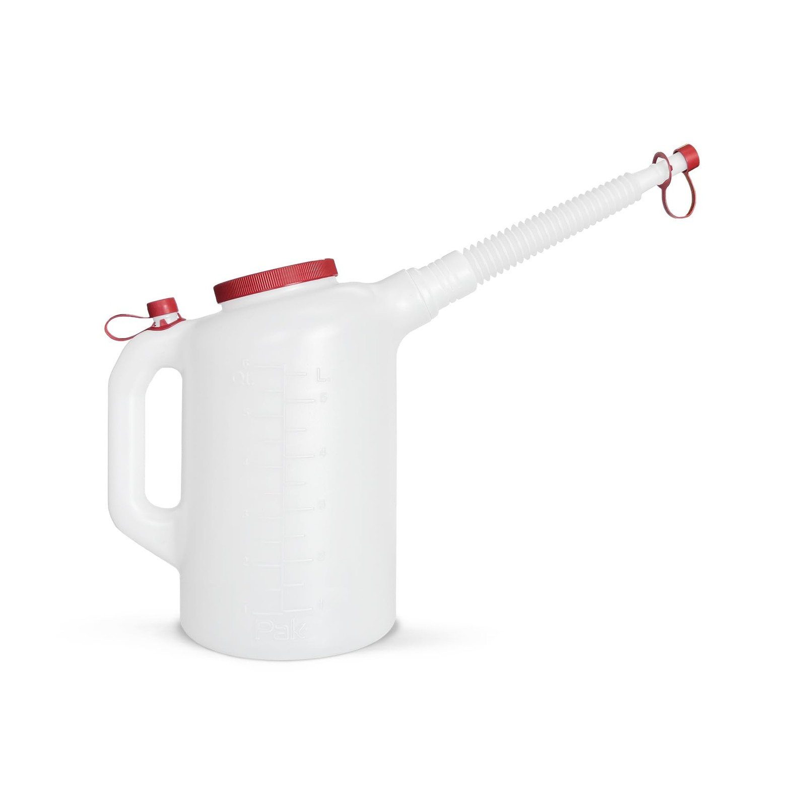 PAK Premium 6 Quart Measuring Dispensing Jug Flexible 6 Quart, White, Red