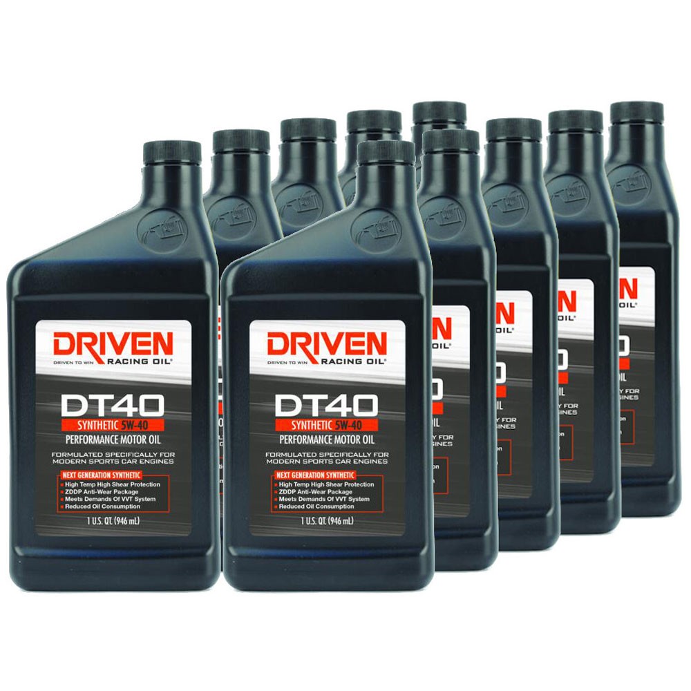 Driven Racing Oil 02406, DT40 Street Performance Oil, Synthetic 5W-40, 10 Quarts