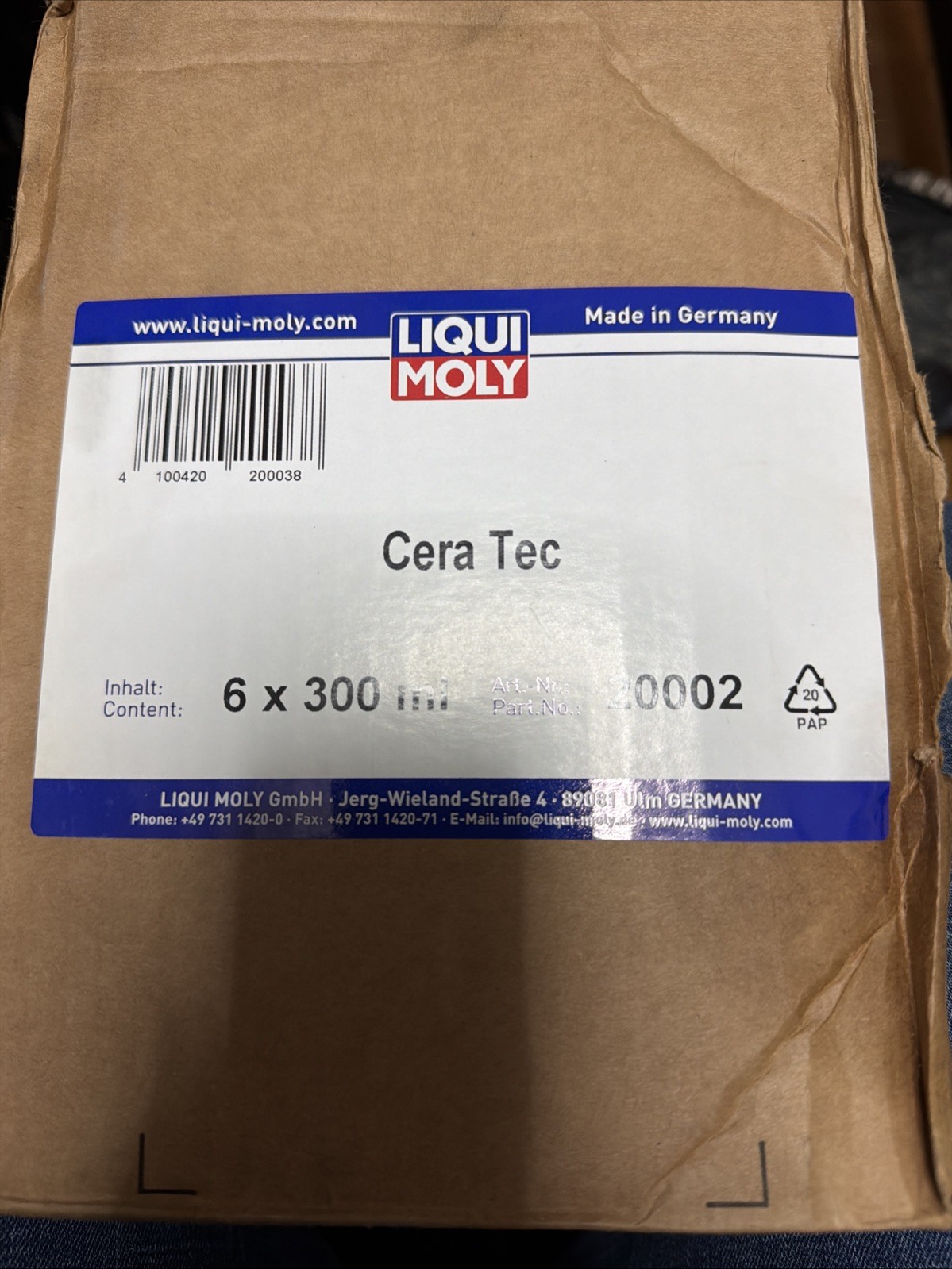 LIQUI MOLY 300mL Cera Tec High-Tech Anti-Wear Additive Ceramic (Case of 6)