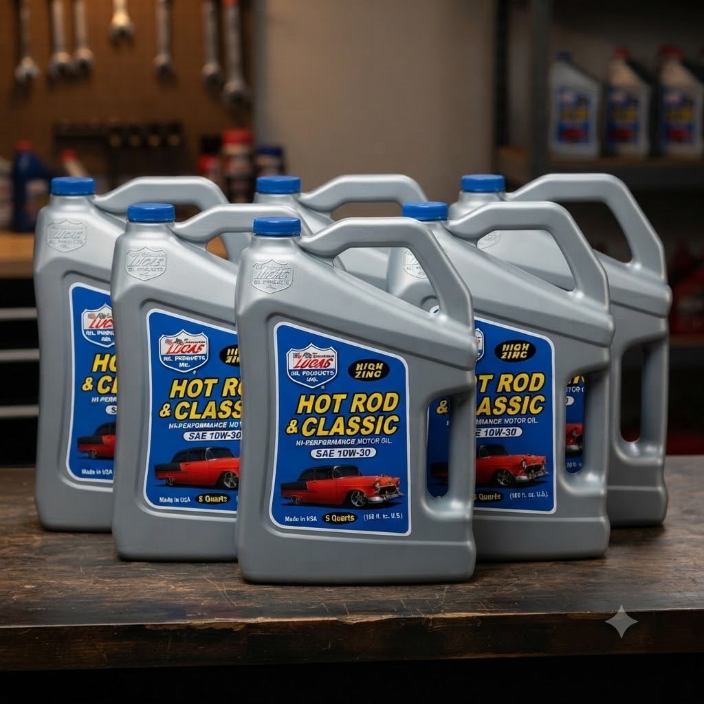 6 PACK- LUCAS OIL 10679 Hot Rod & Classic Car HP Motor Oil SAE 10W-30; 5 Quart